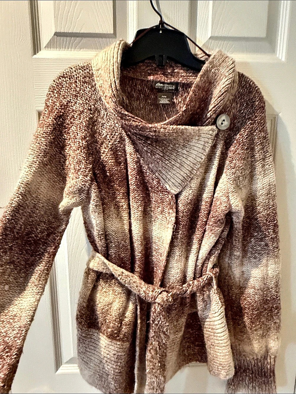 Eddie Bauer Belted Cowl Neck Sweater Brown XL
